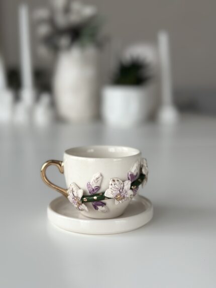 Tomurcuklu Orkide Türk Kahvesi Fincanı