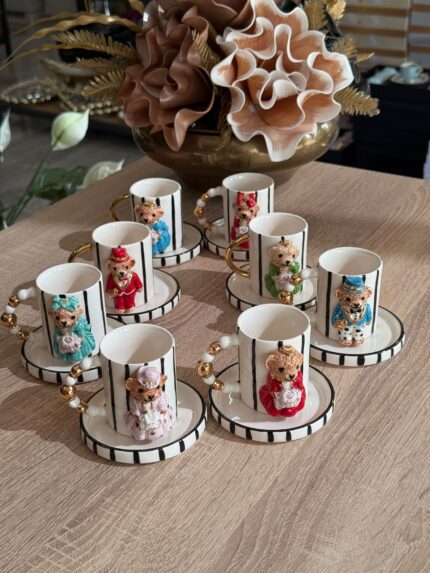 Çizgili Teddy Türk Kahvesi Fincanı